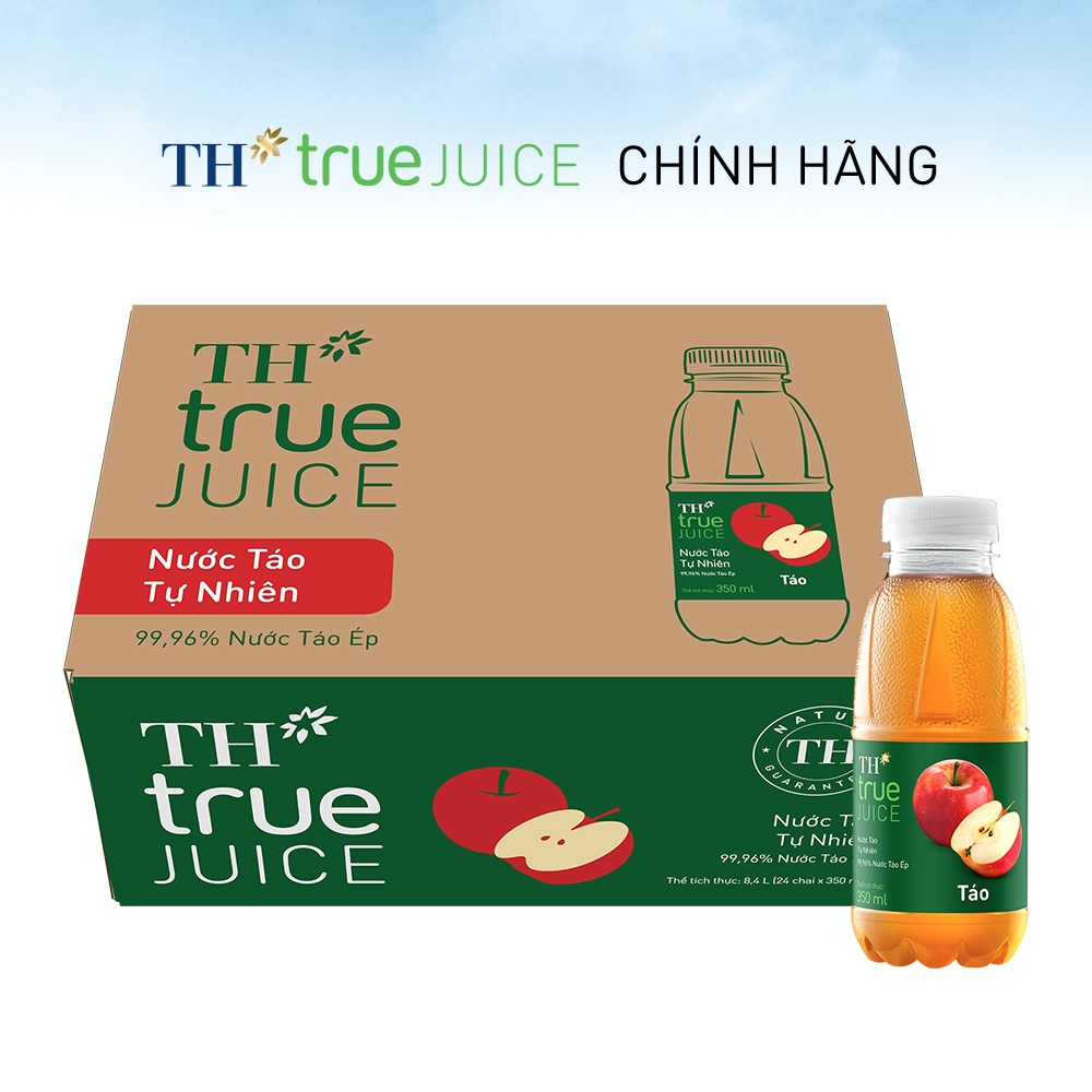Thùng 24 chai nước táo tự nhiên TH True Juice 350ml (350ml x 24)