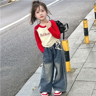 Bộ Áo Sơ Mi + Quần denim Ống Rộng Thời Trang Mùa Thu 2023 Phong Cách Mới Cho Bé Gái