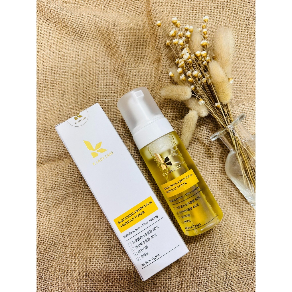 Toner/ nước hoa hồng/ nước cân bằng da với keo ong + bakuchiol K Lady Care, dạng bọt, 150ml - HANA