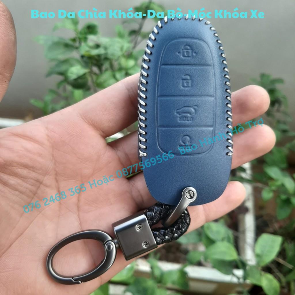 BAO DA HYUNDAI SantaFe 2021, 2022, Tucson 2022 Bao Da Chìa Khoá Da Bò Thật Bảo Hành 2 Năm, khâu tay thủ công