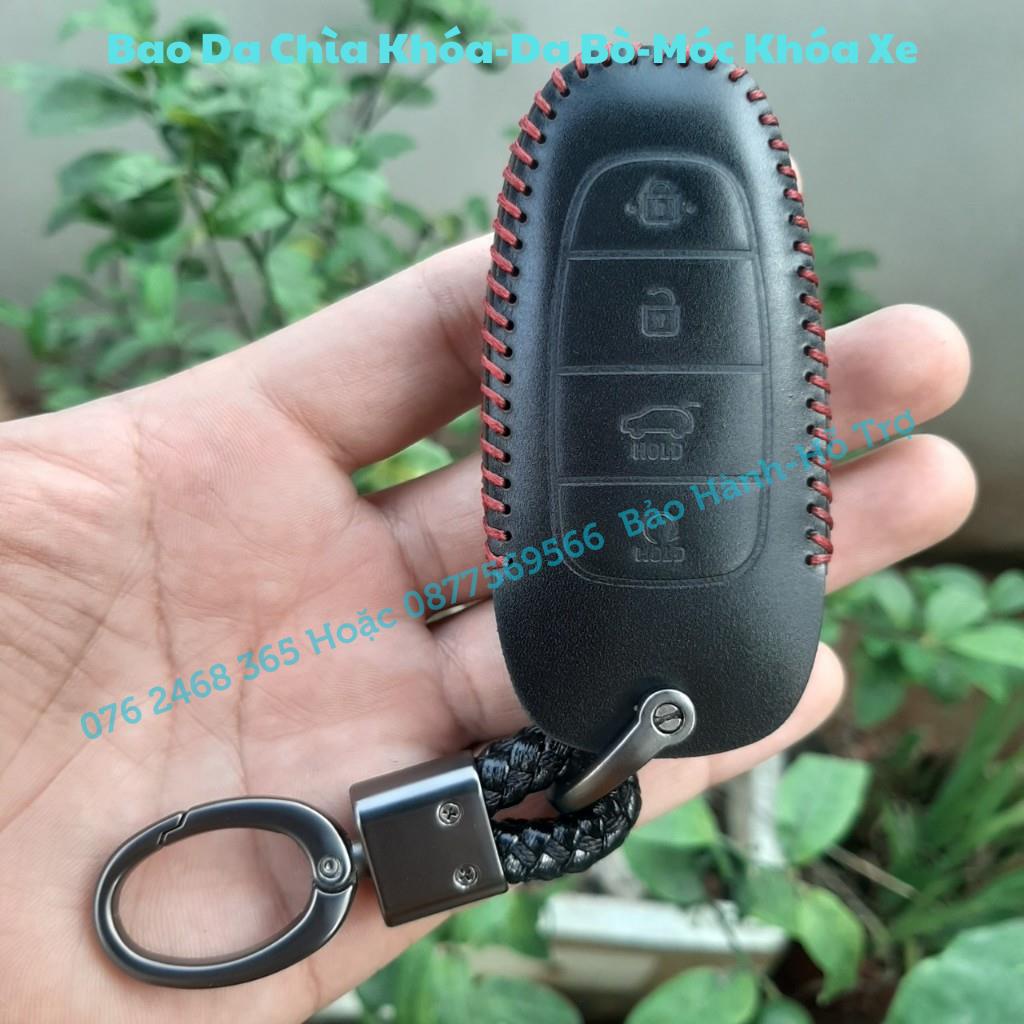 BAO DA HYUNDAI SantaFe 2021, 2022, Tucson 2022 Bao Da Chìa Khoá Da Bò Thật Bảo Hành 2 Năm, khâu tay thủ công
