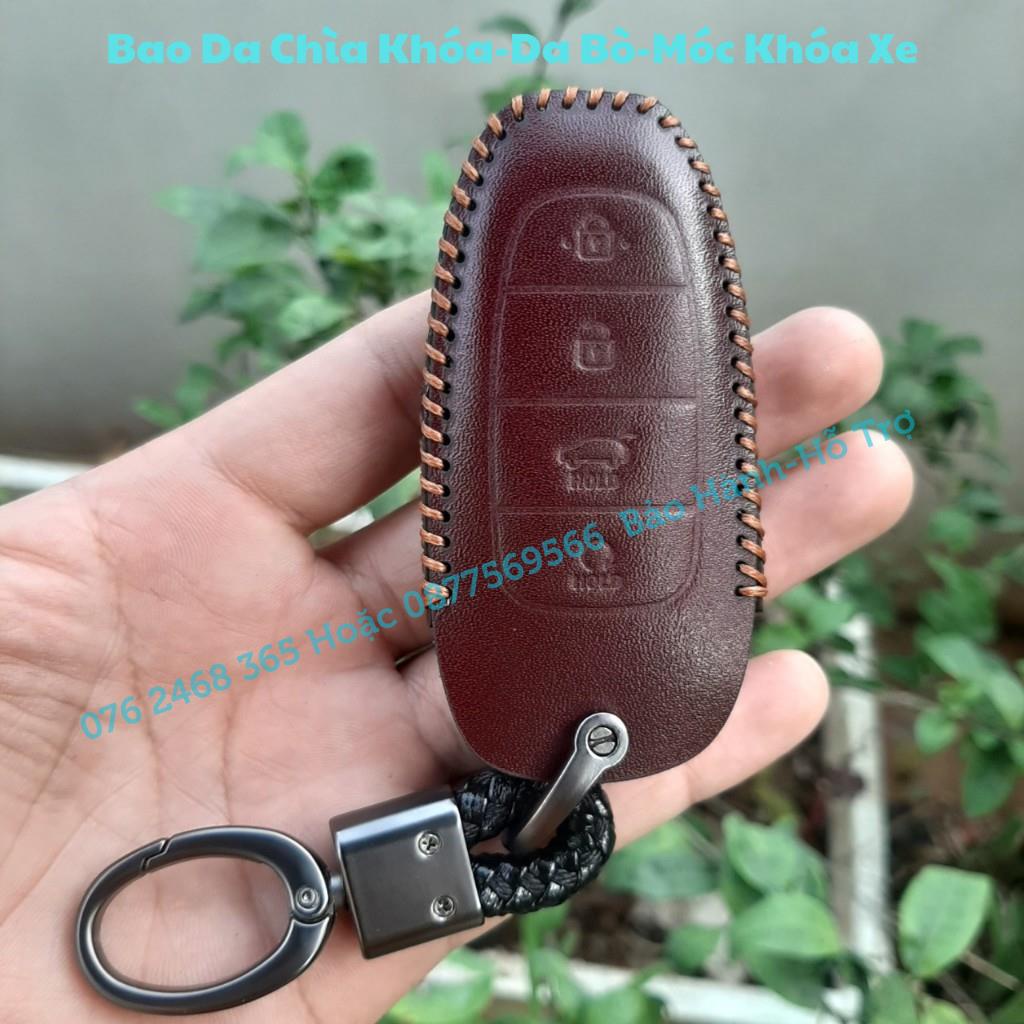 BAO DA HYUNDAI SantaFe 2021, 2022, Tucson 2022 Bao Da Chìa Khoá Da Bò Thật Bảo Hành 2 Năm, khâu tay thủ công