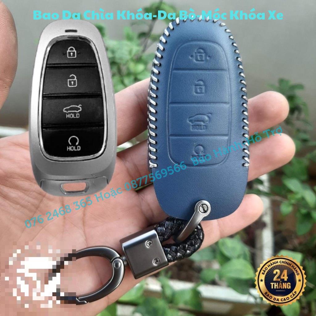 BAO DA HYUNDAI SantaFe 2021, 2022, Tucson 2022 Bao Da Chìa Khoá Da Bò Thật Bảo Hành 2 Năm, khâu tay thủ công