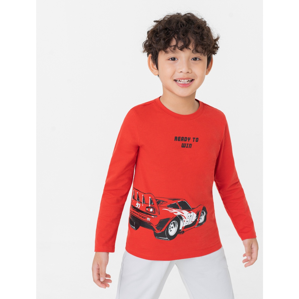 Áo phông dài tay bé trai CANIFA chất liệu 100% cotton mềm mại, thấm hút tốt, in họa tiết ngộ nghĩnh 2TL23W013