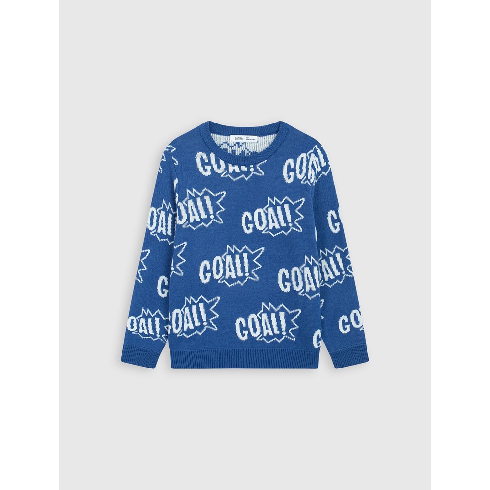 Áo len bé trai CANIFA  cổ tròn dài tay in họa tiết 2TE22W008