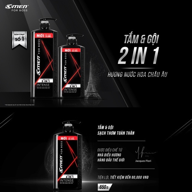 Tắm Gội X-Men for Boss Intense 2in1 650g