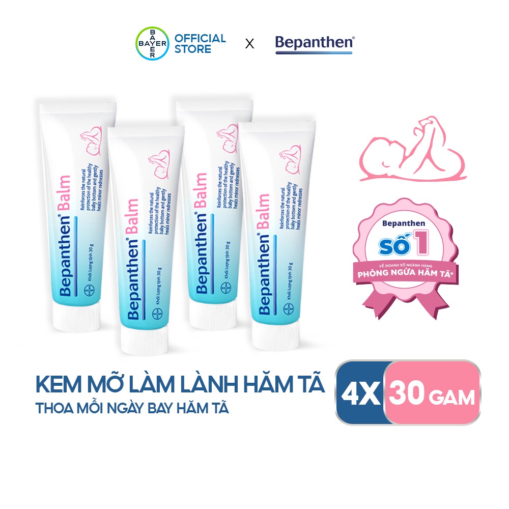 Bộ 4 tuýp kem chống hăm Bepanthen Balm dạng kem mỡ 30g/tuýp