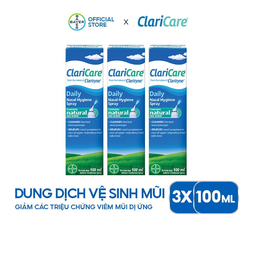 Bộ Chai 3 Dung Dịch Xịt Vệ Sinh Mũi Claricare ( 100 ML / Chai )