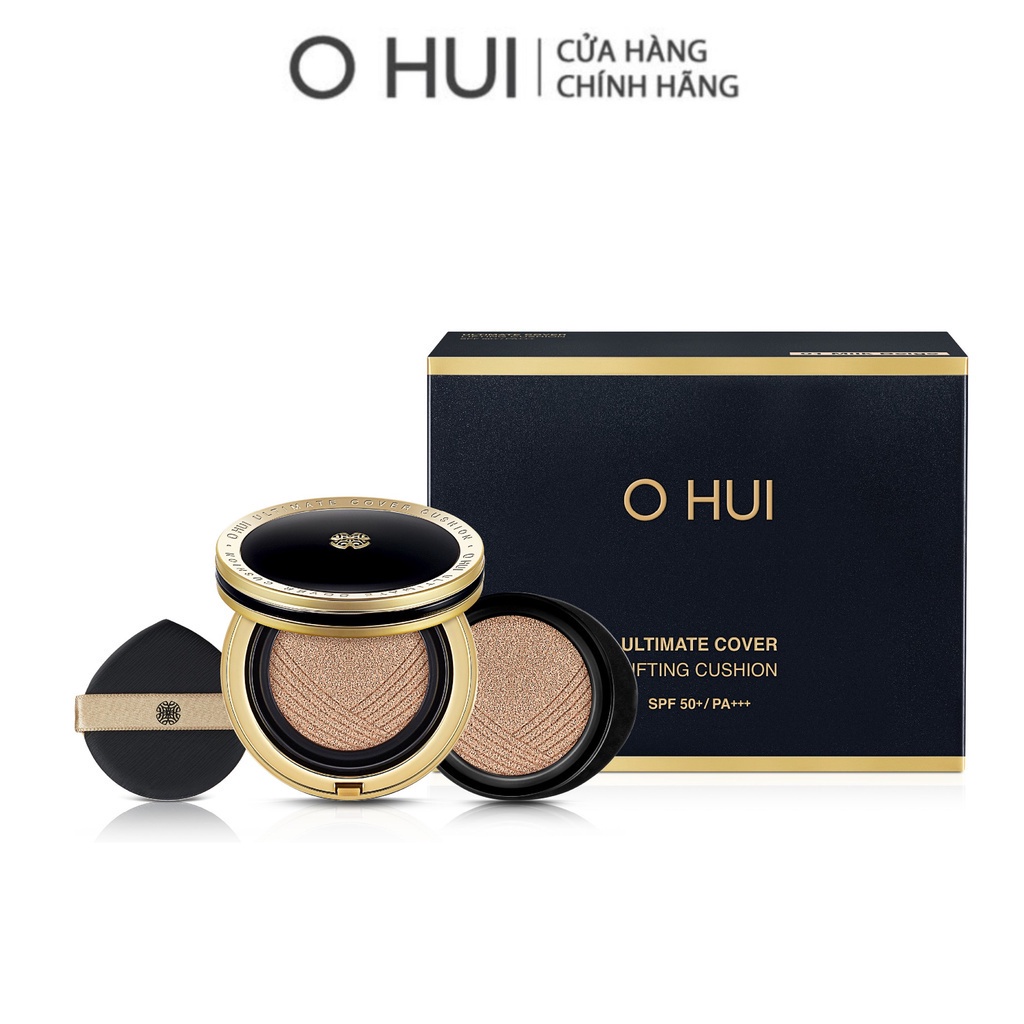 Phấn nước che khuyết điểm và nâng cơ vượt trội OHUI Ultimate Cover Lifting Cushion SPF50+ PA+++ - Tặng 1 lõi refill