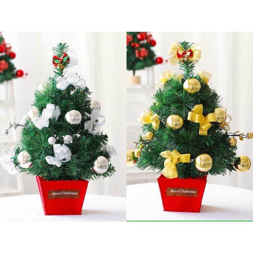 Cây thông mini 30cm đầy đủ phụ kiện trang trí noel giáng sinh Cây Thông Noel Để Bàn