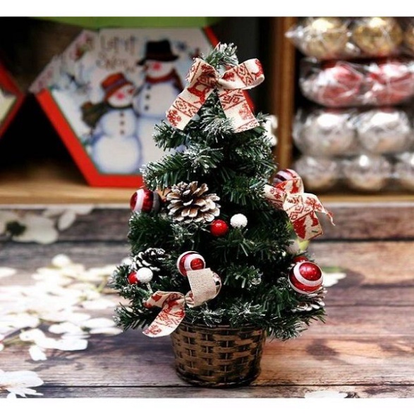 Cây thông mini 30cm đầy đủ phụ kiện trang trí noel giáng sinh Cây Thông Noel Để Bàn