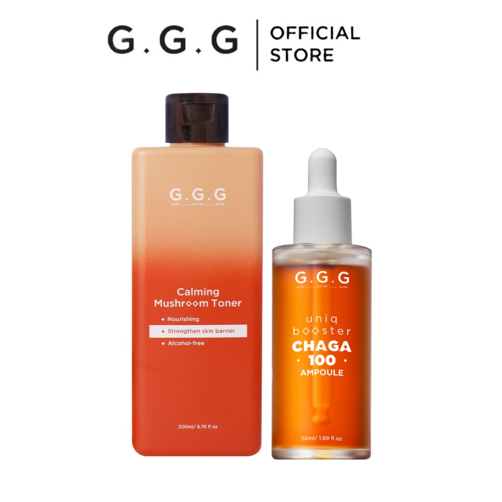 Combo Dưỡng Ẩm Phục Hồi Da Khỏe GGG Calming Mushroom Toner 200ml & Chaga Amploue 50ml