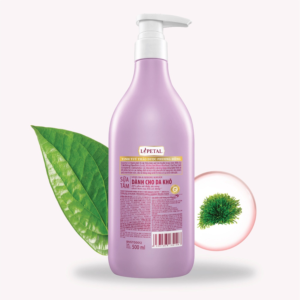 La’Petal Sữa Tắm Sáng Da & Kháng Khuẩn Dành Cho Da Khô Chai 500ml