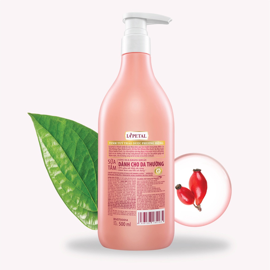 La’Petal Sữa Tắm Sáng Da & Kháng Khuẩn Dành Cho Da Thường Chai 500ml