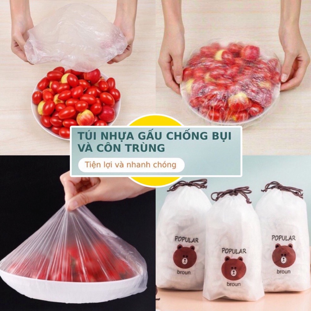 Màng bọc thực phẩm TÚI BÓNG GẤU  có chun co giãn có thể tái sử dụng - Đặng Ngoan Shop