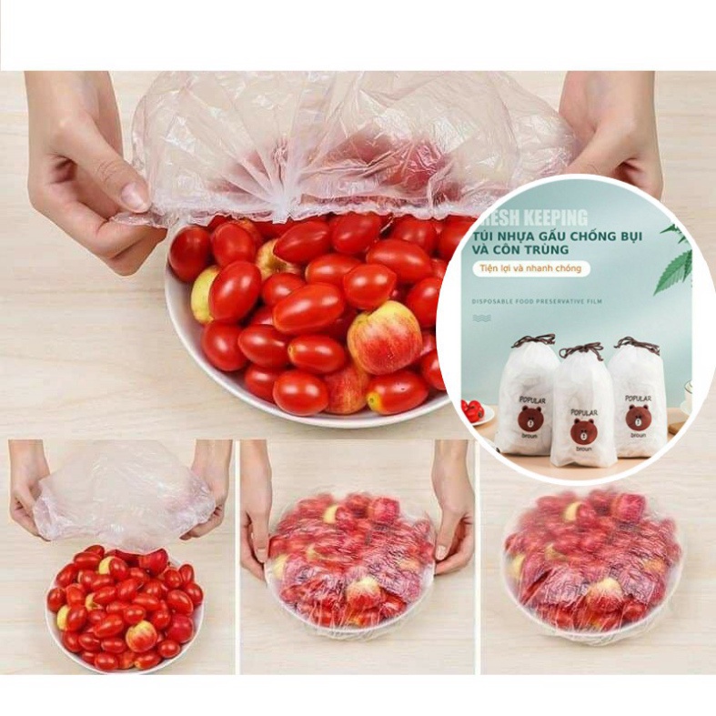 Màng bọc thực phẩm TÚI BÓNG GẤU  có chun co giãn có thể tái sử dụng - Đặng Ngoan Shop