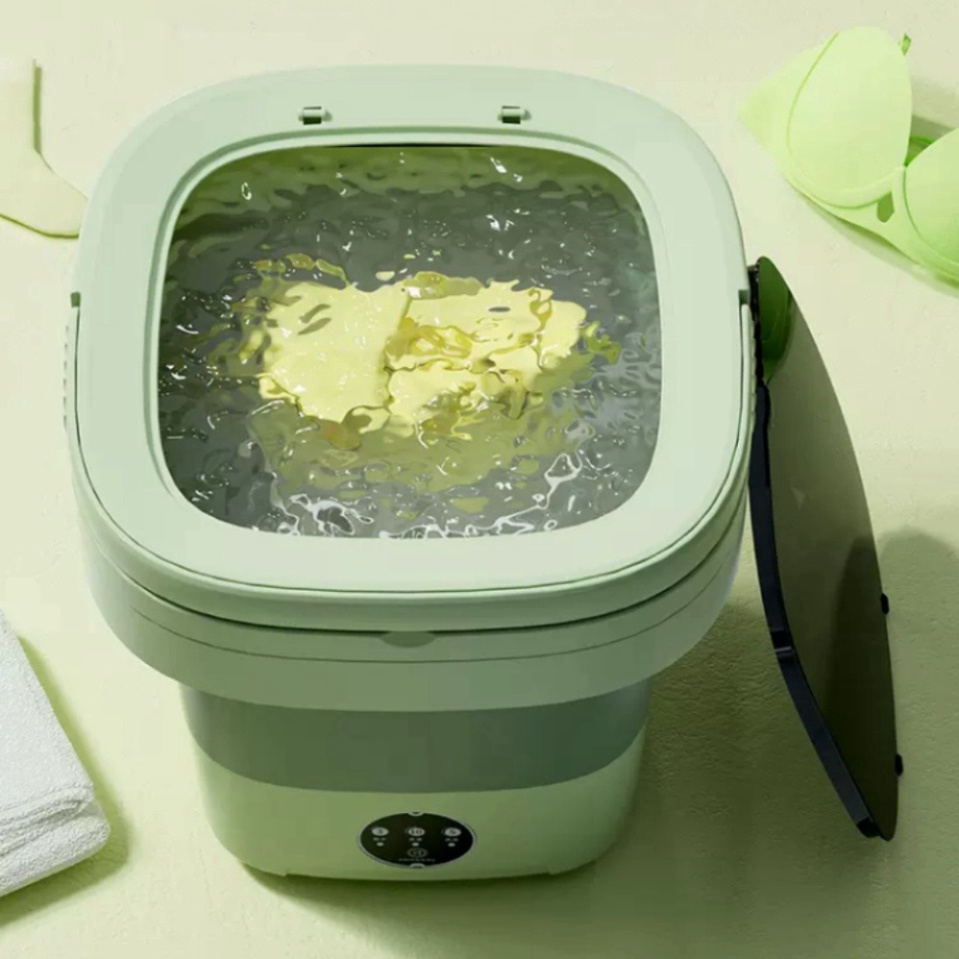 Máy giặt mini gấp gọn, máy giặt đồ lót, tất vớ, giặt đồ cho bé dung tích 6L tự vắt khô khử khuẩn bằng công nghệ mới