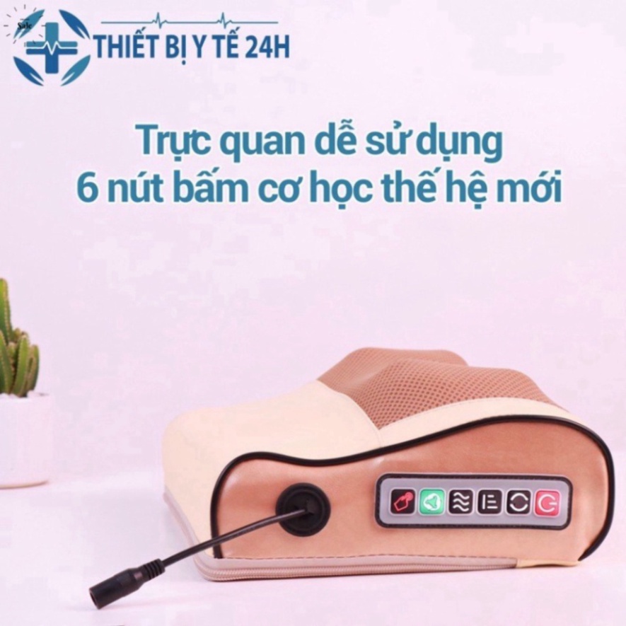 Gối Massage Cổ Vai Gáy, Máy Massage Hồng Ngoại 20 Bi Cao Cấp