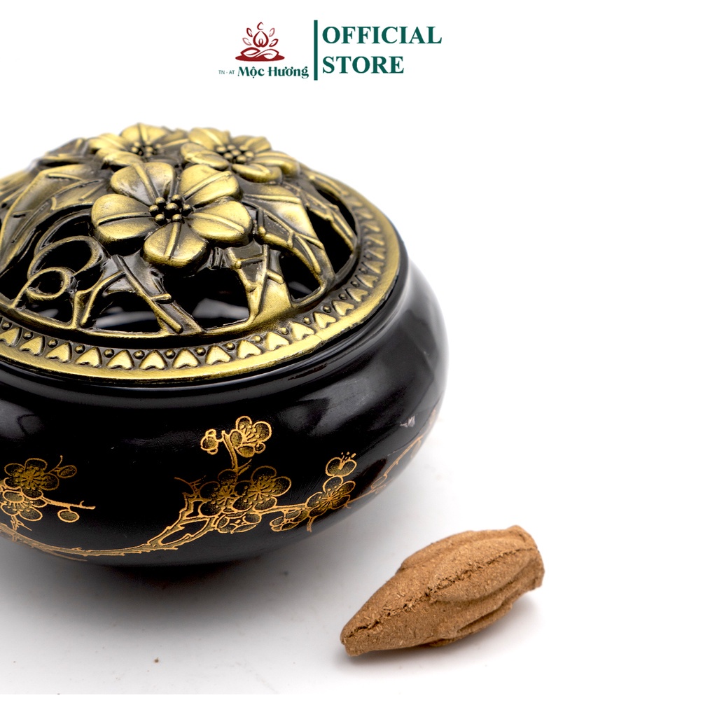 Lư Xông Trầm Hương Gốm Sứ Tráng Men MỘC HƯƠNG TN - AT tặng 5 nụ trầm hương 100% Tự nhiên
