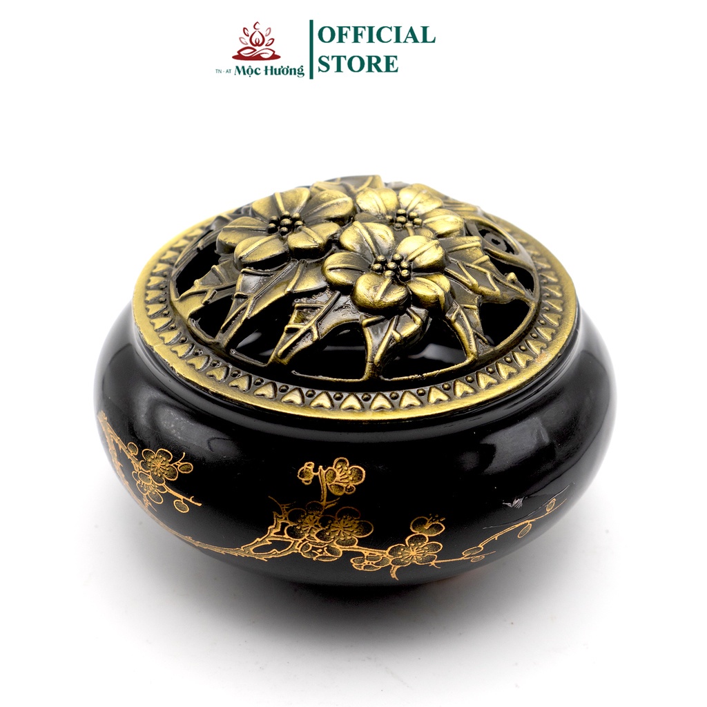 Lư Xông Trầm Hương Gốm Sứ Tráng Men MỘC HƯƠNG TN - AT tặng 5 nụ trầm hương 100% Tự nhiên