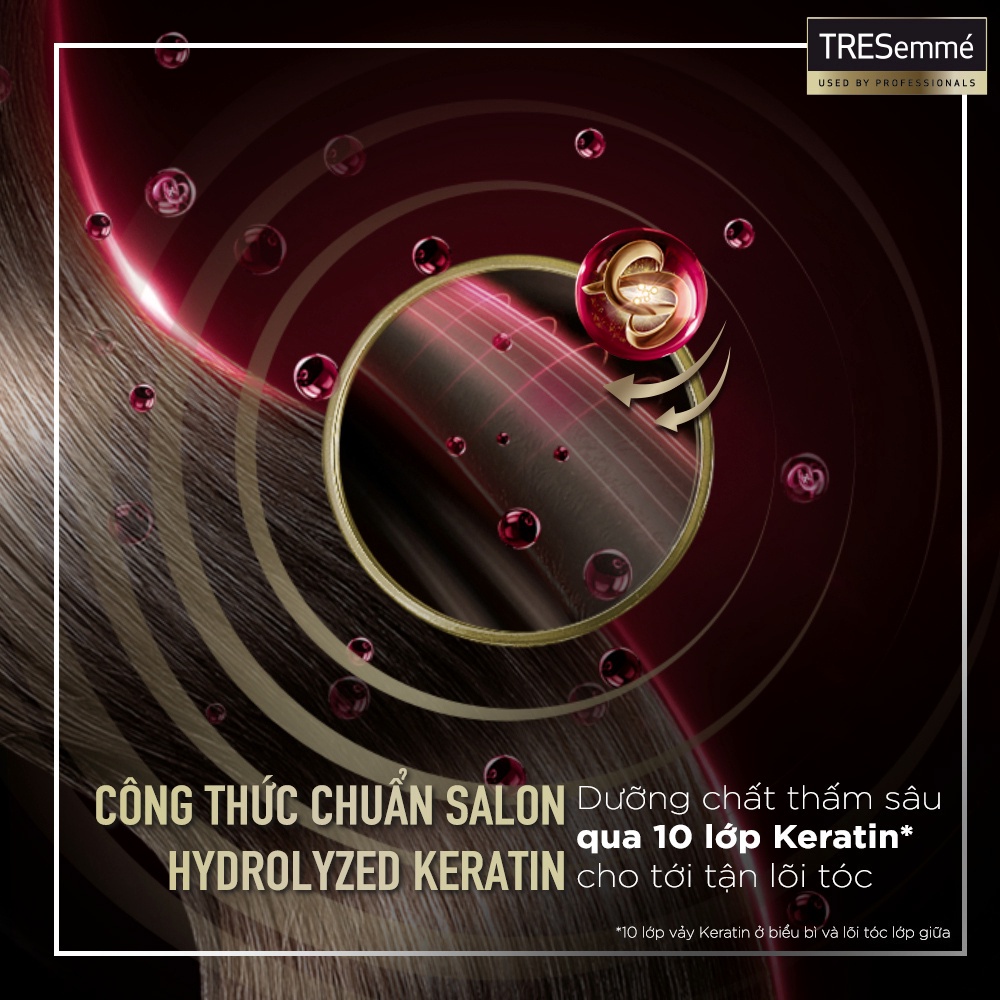 Combo Dầu Gội + Dầu Xả Tresemme Keratin Smooth Vào Nếp Suôn Mượt 480g x 2