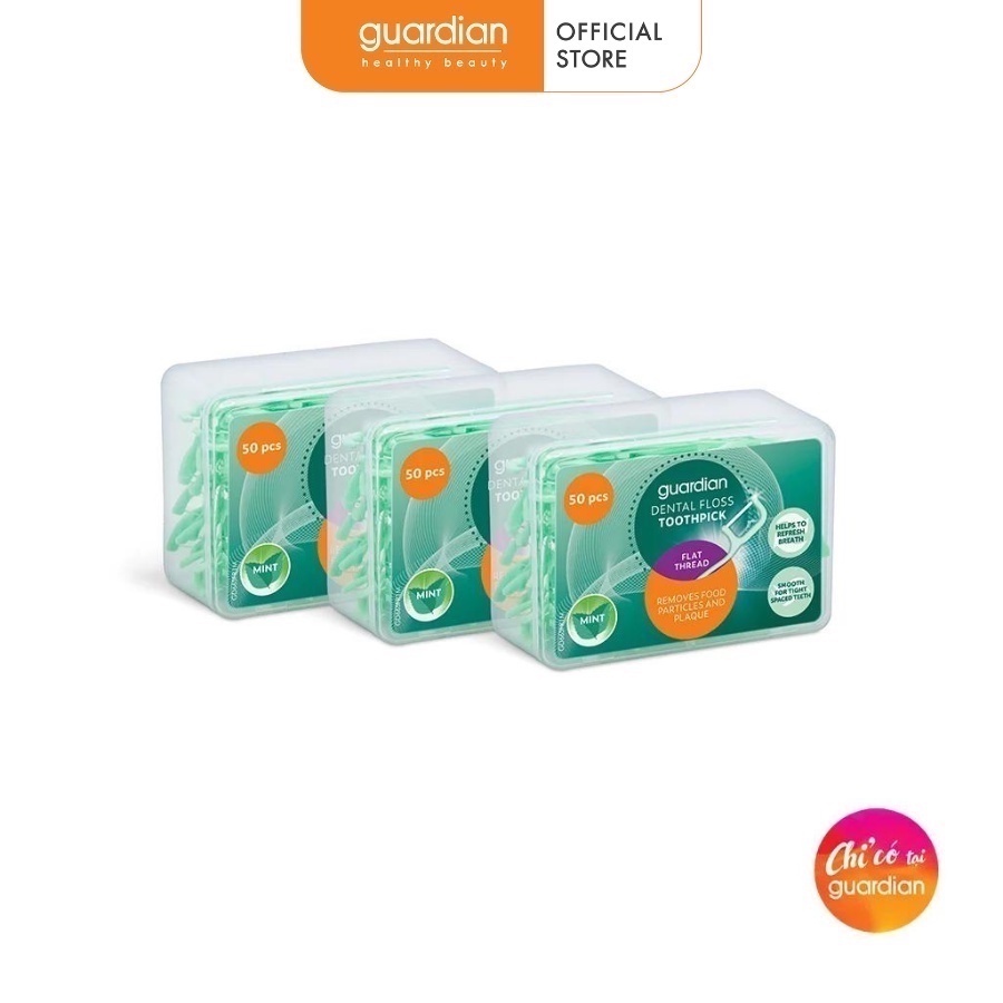 Tăm Chỉ Nha Khoa Bạc Hà Sợi Phẳng Guardian 50 Cây x 3