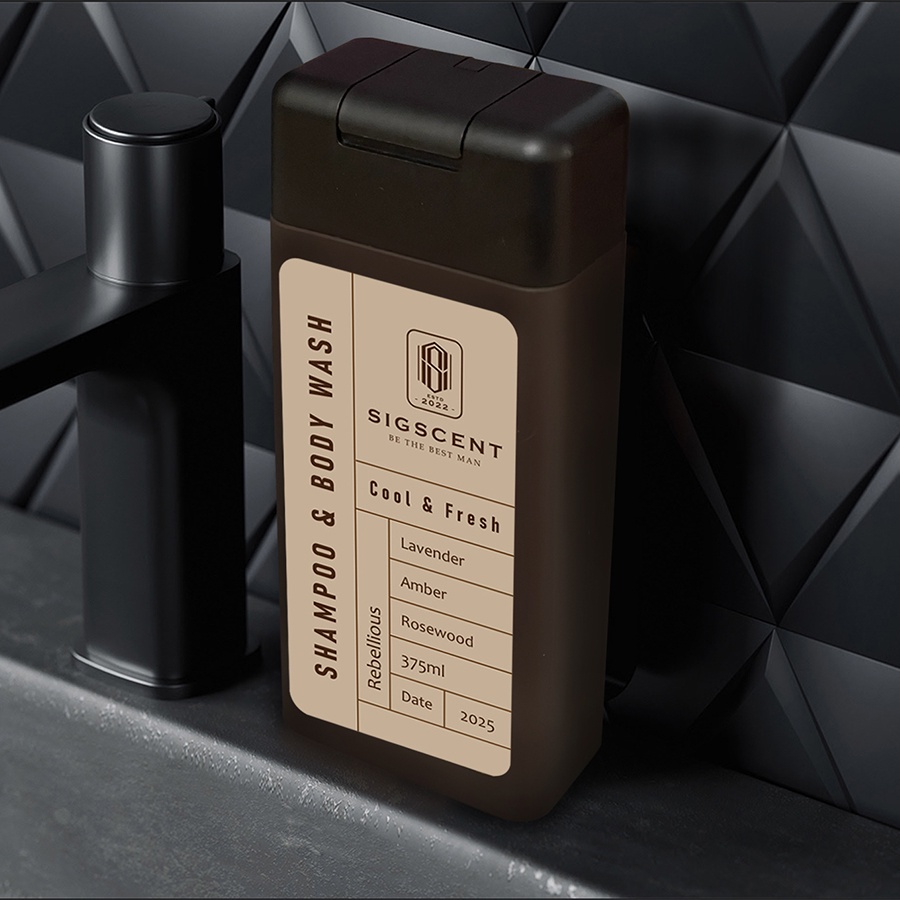 Sữa Tắm Dầu Gội Cho Nam Hương Nước Hoa Rebellious 2In1 Thương Hiệu Sigscent 375ml