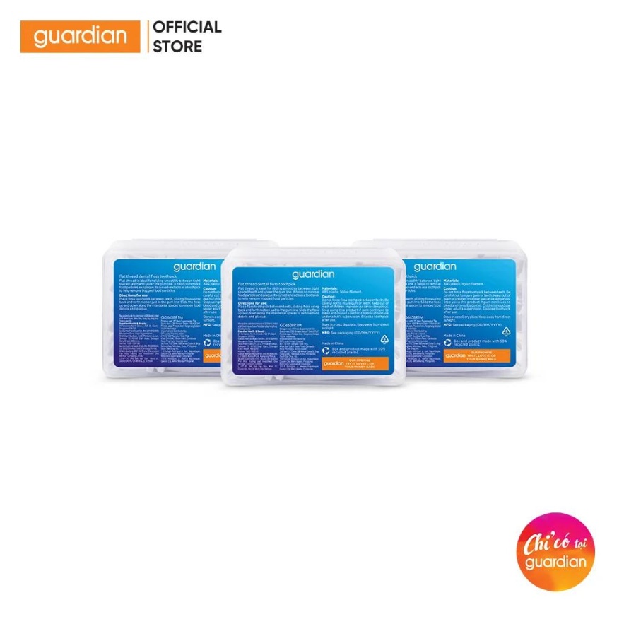 Tăm Chỉ Nha Khoa Sợi Phẳng Guardian 50 Cây x 3