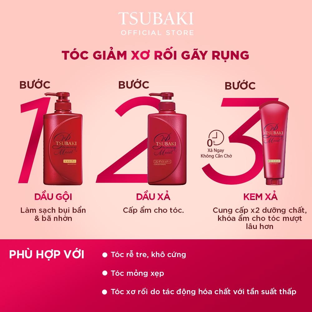 Dầu Xả Premium Dưỡng Tóc Bóng Mượt Tsubaki 490ml