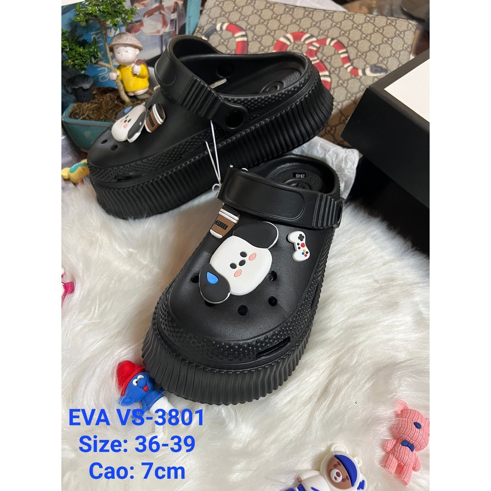 Dép Cross nữ đế cao 7cm chuẩn hàng loại 1, dép suc cross nữ 2 màu chất liệu EVA siêu nhẹ