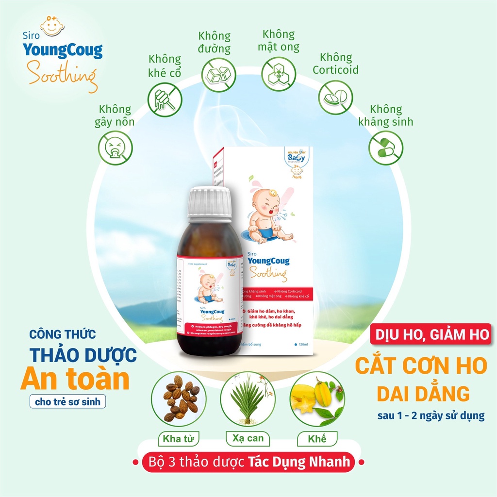 Siro Ho Soothing chai 120ml – hỗ trợ ho đờm, ho dai dẳng, khản tiếng cho trẻ từ 0 tháng tuổi