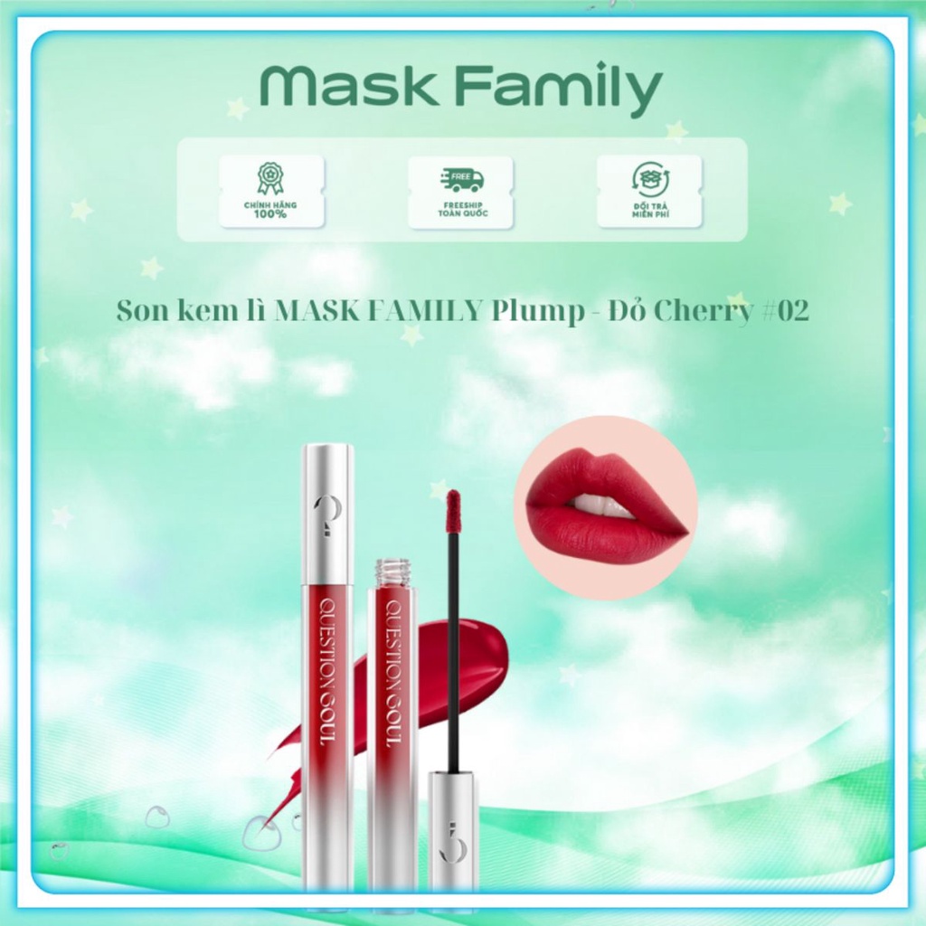 🔥GIÁ TỐT🔥 Son kem lì MASK FAMILY Plump - Đỏ Cherry #02