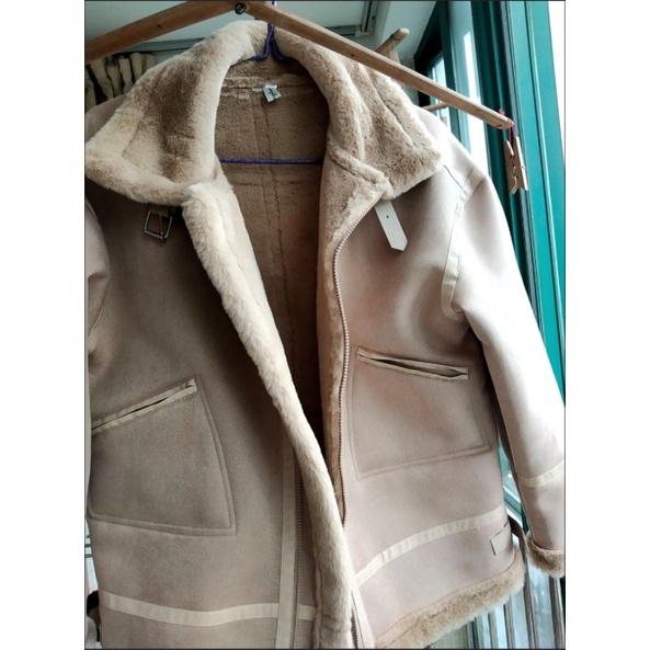 Áo Khoác Da Lộn Lót Lông Túi Khóa Siêu Dày