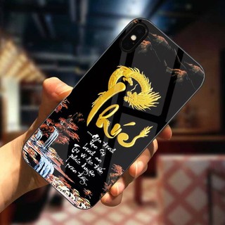 Ốp Lưng Điện Thoại Iphone X, Xs, Xs Max Mặt Kính Sáng Bóng, Cao Cấp Họa Tiết 555 Nổi Sang Trọng Floveme
