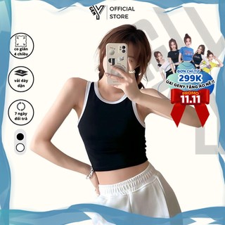Áo ba lỗ nữ phối viền màu GenY, Áo croptop nữ ôm body