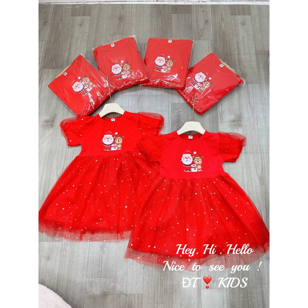 Váy giáng sinh, đầm noel in họa tiết xinh xắn cho bé gái 8-25kg