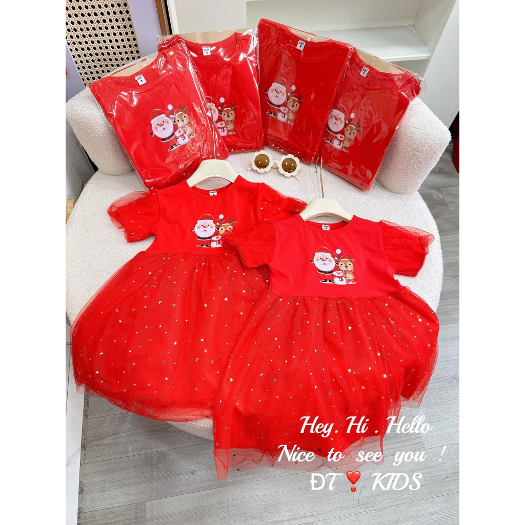 Váy giáng sinh, đầm noel in họa tiết xinh xắn cho bé gái 8-25kg