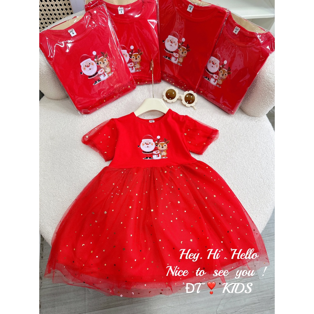 Váy giáng sinh, đầm noel in họa tiết xinh xắn cho bé gái 8-25kg