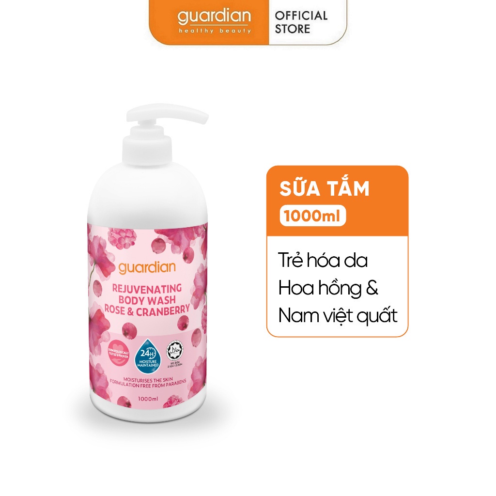 Sữa Tắm Giúp Tái Tạo Da Da Guardian Rejuvenating Rose & Cranberry Body Wash Hoa Hồng & Nam Việt Quất 1000ml