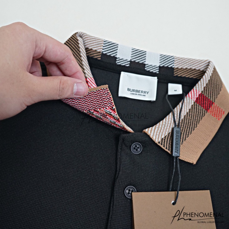 ÁO POLO BURBERRY CHECK COLLAR , ÁO POLO BBR SỌC KẺ VÀNG NAM NỮ UNISEX