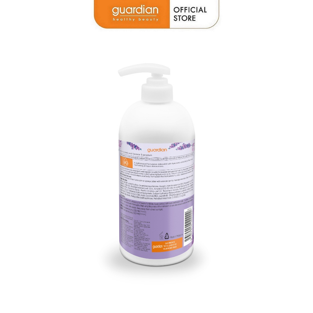 Sữa Tắm Dưỡng Ẩm Thư Giãn Guardian Relaxing Lavender & Geranium Body Wash Hoa Oải Hương & Phong Lữ 1000ml