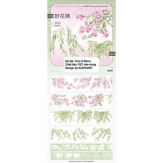 (Chiết chu kì) băng dính PET nền trong [Hoa liễu rủ]