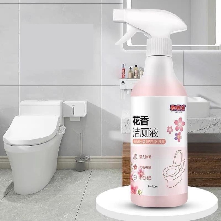 Chai xịt tẩy rửa bồn cầu GWELL hương hoa anh đào xịt vệ sinh nhà vệ sinh đa năng siêu sạch khử khuẩn 500ml HA01