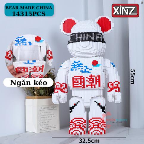 Lego gấu Bearbrick 55cm CHINA hãng XINZ. Mô hình lắp ráp lego Bearbrick Made CHINA 55CM 14315pcs - Muối Blocks