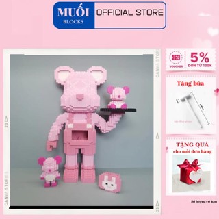 Bộ đồ chơi lắp ráp lego, mô hình lắp ráp 3d decor trang trí có quà tặng GẤU CÂM ĐĨA - Muối Blocks