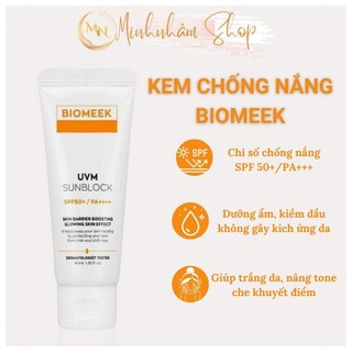 Kem chống nắng biomeek, kem chống nắng biomeek huyết tế bào uvm sunblock che khuyết điểm, nâng otne 40ml