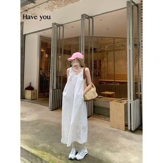 Đầm Dài Dáng Chữ a Không Tay Cổ Chữ v Màu Trắng Thời Trang Mùa Hè Dành Cho Nữ