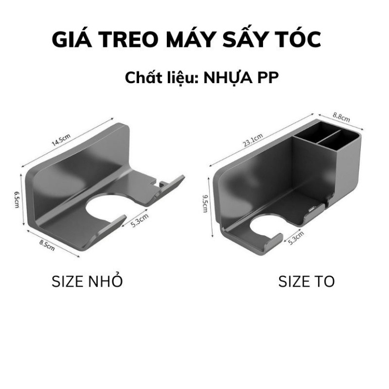 Giá Treo Máy Sấy Tóc Dán Tường GODWELL Nhà Tắm Kệ Treo Máy Sấy, Để Đồ Phòng Tắm Đa Năng Tiện Lợi