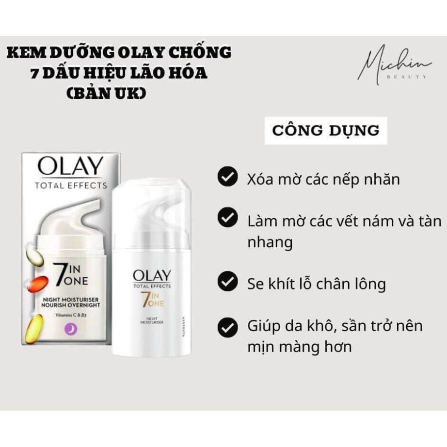 Kem Dưỡng Da Olay Total Effects 7 in 1 Day/Night Moisturiser Nourish 50ml  Authentic