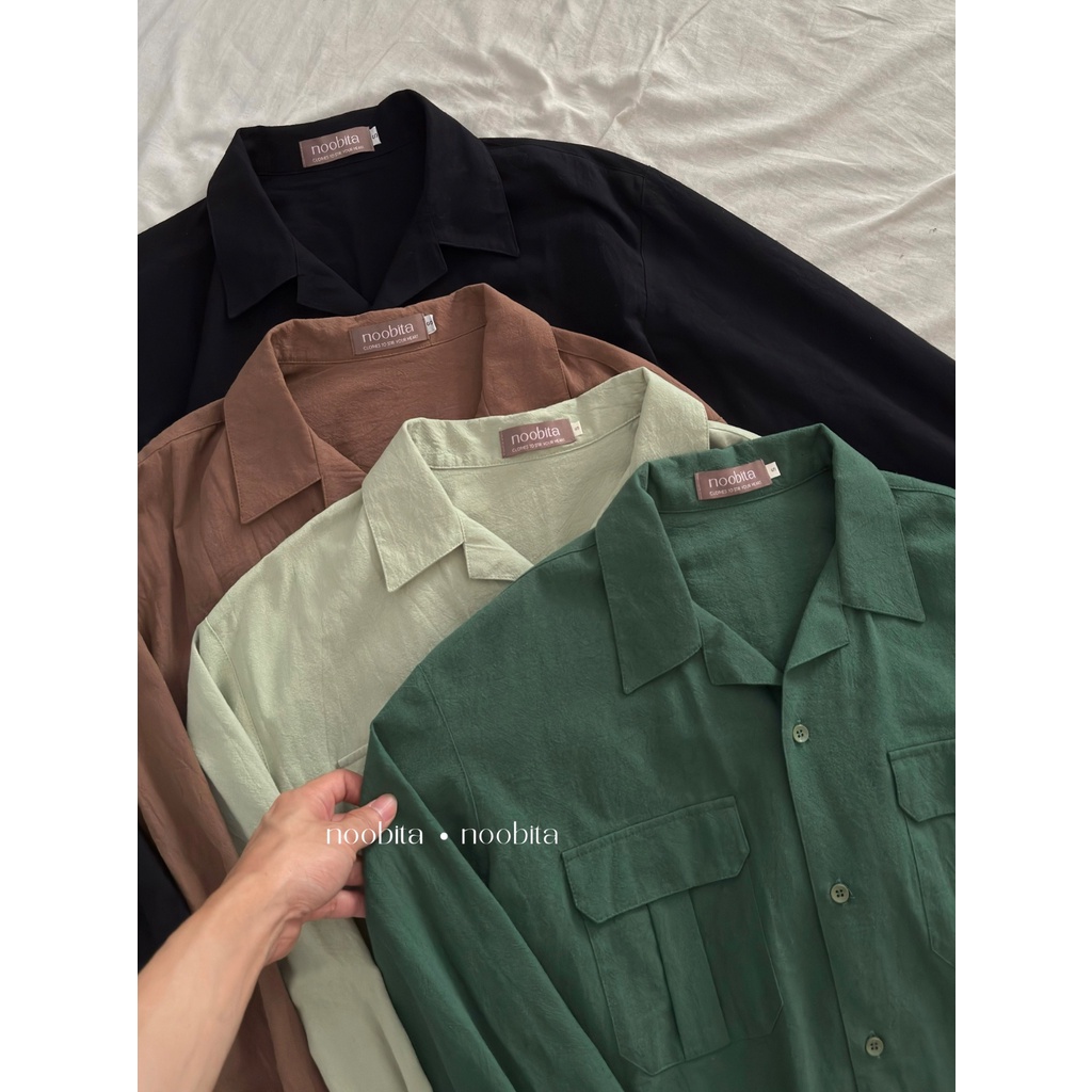NOOBITA - Sơ mi tay dài cuban shirt form rộng vải cotton 8057